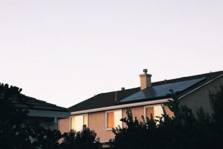 Home with a solar panel on the roof