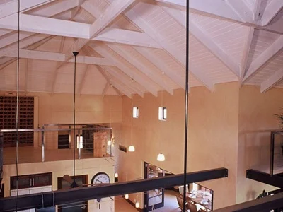 Installed Isoboard Ceiling Boards between beams